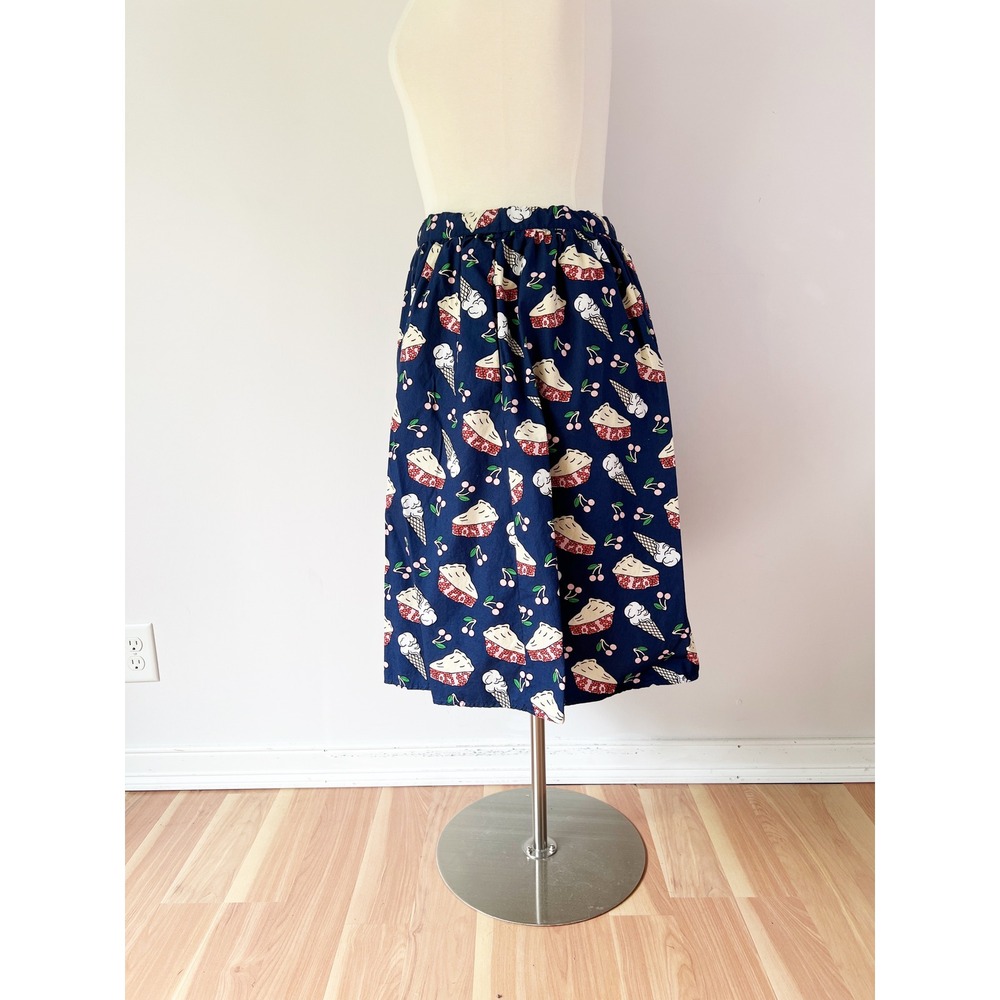 Modcloth Sweet Spot Skirt Navy Blue Cherry Pie Ice Cream Novelty Print XL - Picture 2 of 7